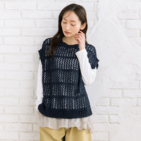 21号(6L～) FONTLAB テープヤーンニットベスト×チェックフリルヘムインナーアンサンブル