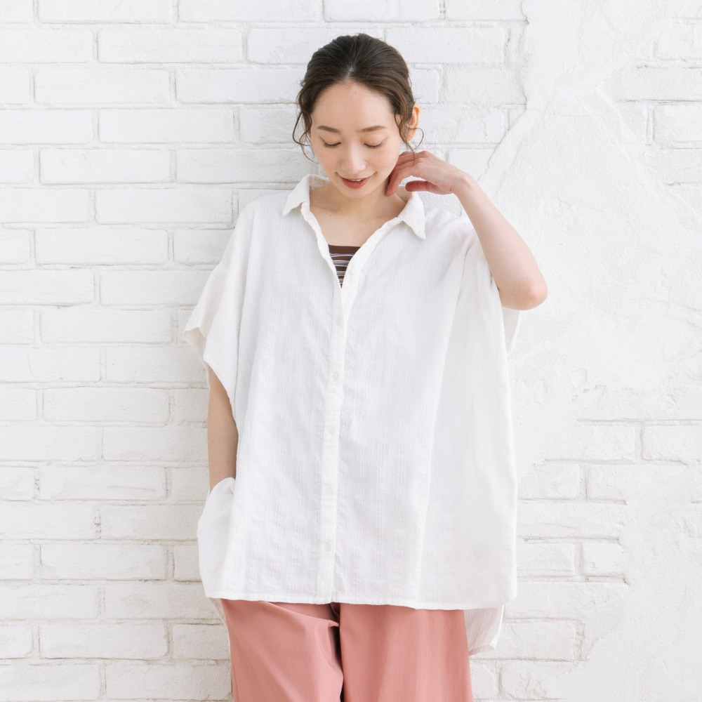 21号(6L～) INDESIGN ドビーサッカーストライプシャツ【予約販売限定】