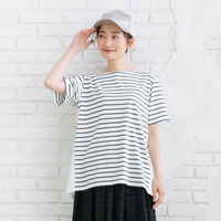 21号(6L～) FONTLAB スター刺繍布帛コンビボーダーカットソー【予約販売限定】