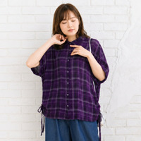 21号(6L～) INDESIGN シャーリングチェックブラウス【予約販売限定】