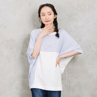 FONTLAB ストライプ布帛コンビプルオーバー