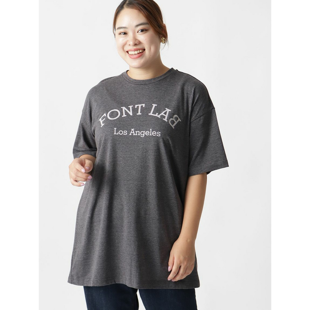 【大きいサイズ】 15号(3L) FONTLAB FONTLABプリントロゴTシャツ　大きいサイズレディース15