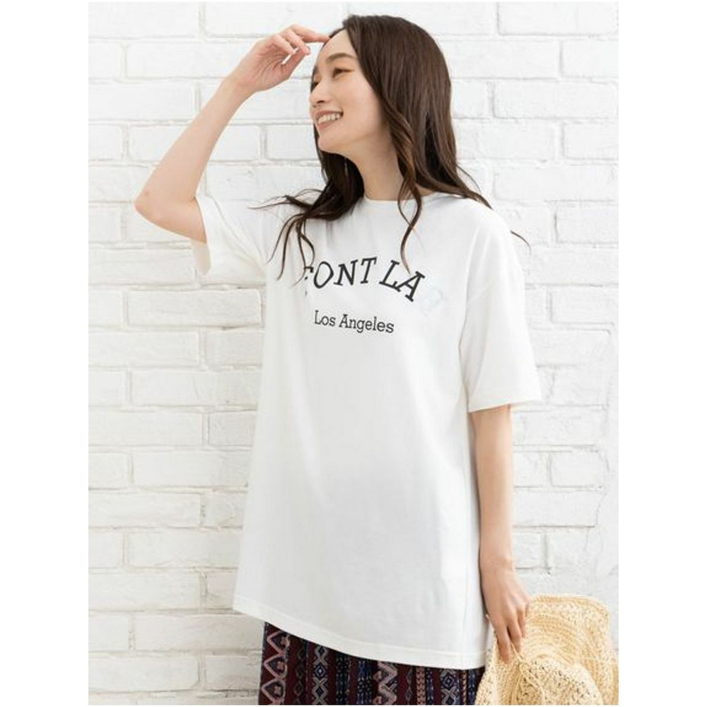 【大きいサイズ】 15号(3L) FONTLAB FONTLABプリントロゴTシャツ　大きいサイズレディース アイボリー 1