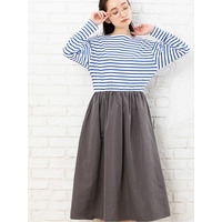  15号・19号(3L・5L) FONTLAB ボーダードッキングワンピース