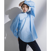 【大きいサイズ】バンドカラーシャツ≪洗濯機で洗える≫