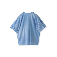 【大きいサイズ】半袖ストライプブラウス≪洗濯機で洗える≫