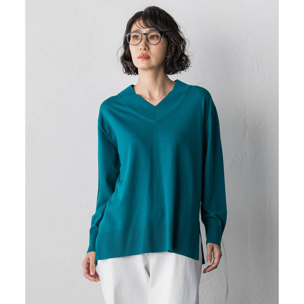 【大きいサイズ】Vネックニット≪手洗い可能≫10