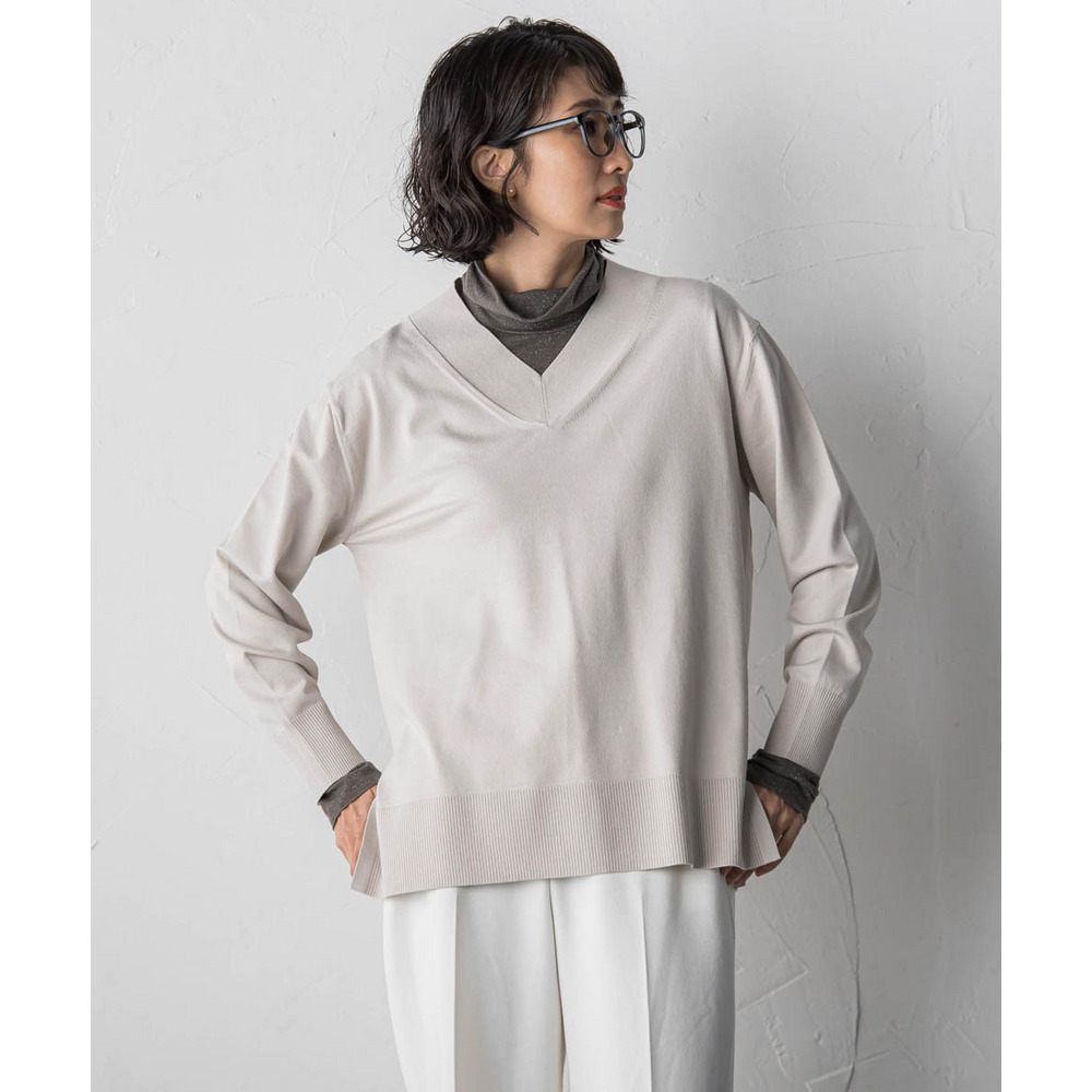 【大きいサイズ】Vネックニット≪手洗い可能≫27