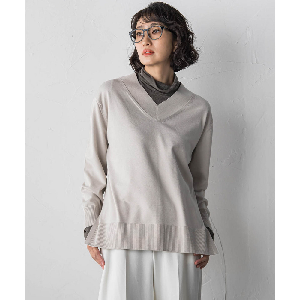 【大きいサイズ】Vネックニット≪手洗い可能≫28
