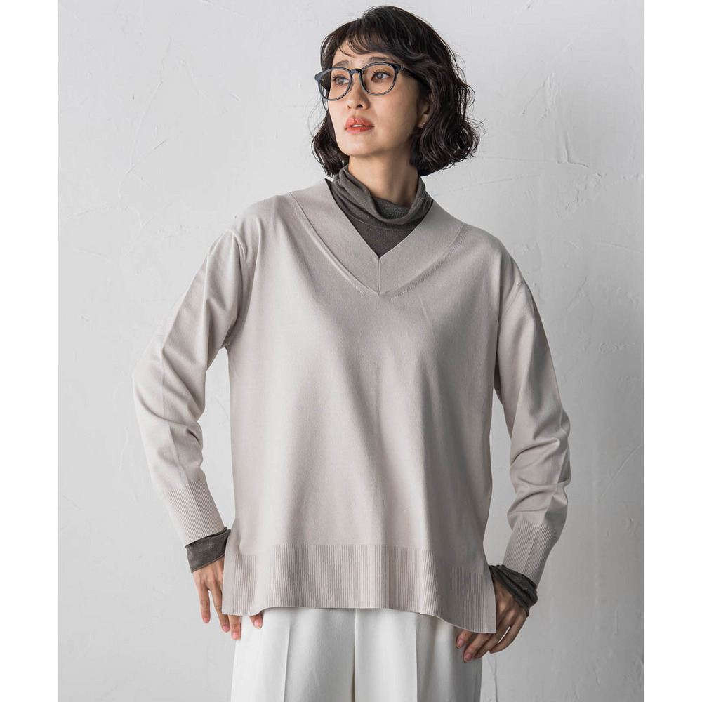 【大きいサイズ】Vネックニット≪手洗い可能≫29