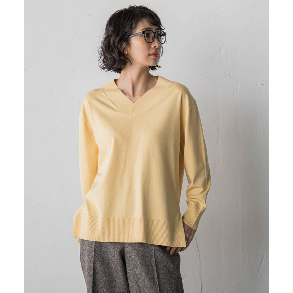 【大きいサイズ】Vネックニット≪手洗い可能≫1