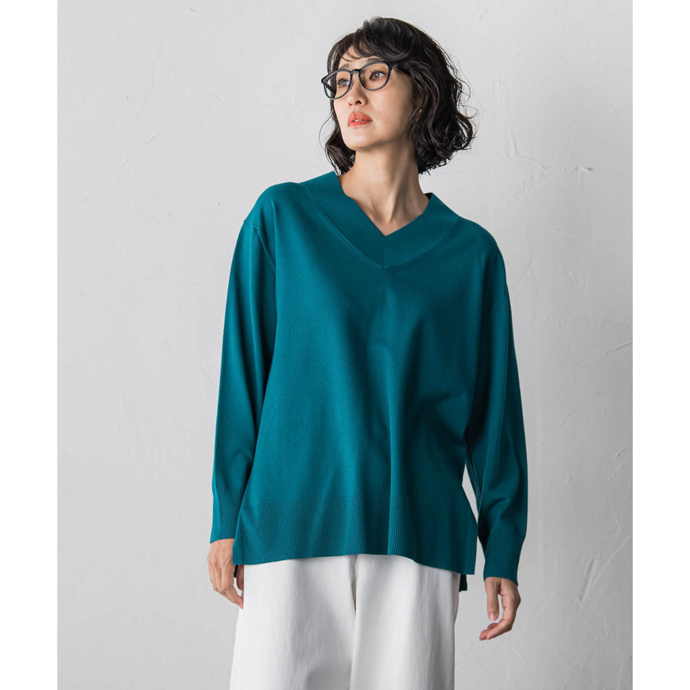【大きいサイズ】Vネックニット≪手洗い可能≫1