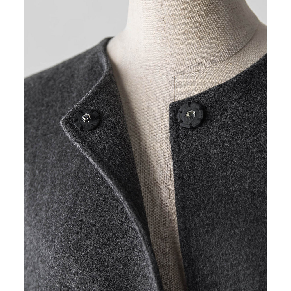 【大きいサイズ】ノーカラーウールリバーコート10