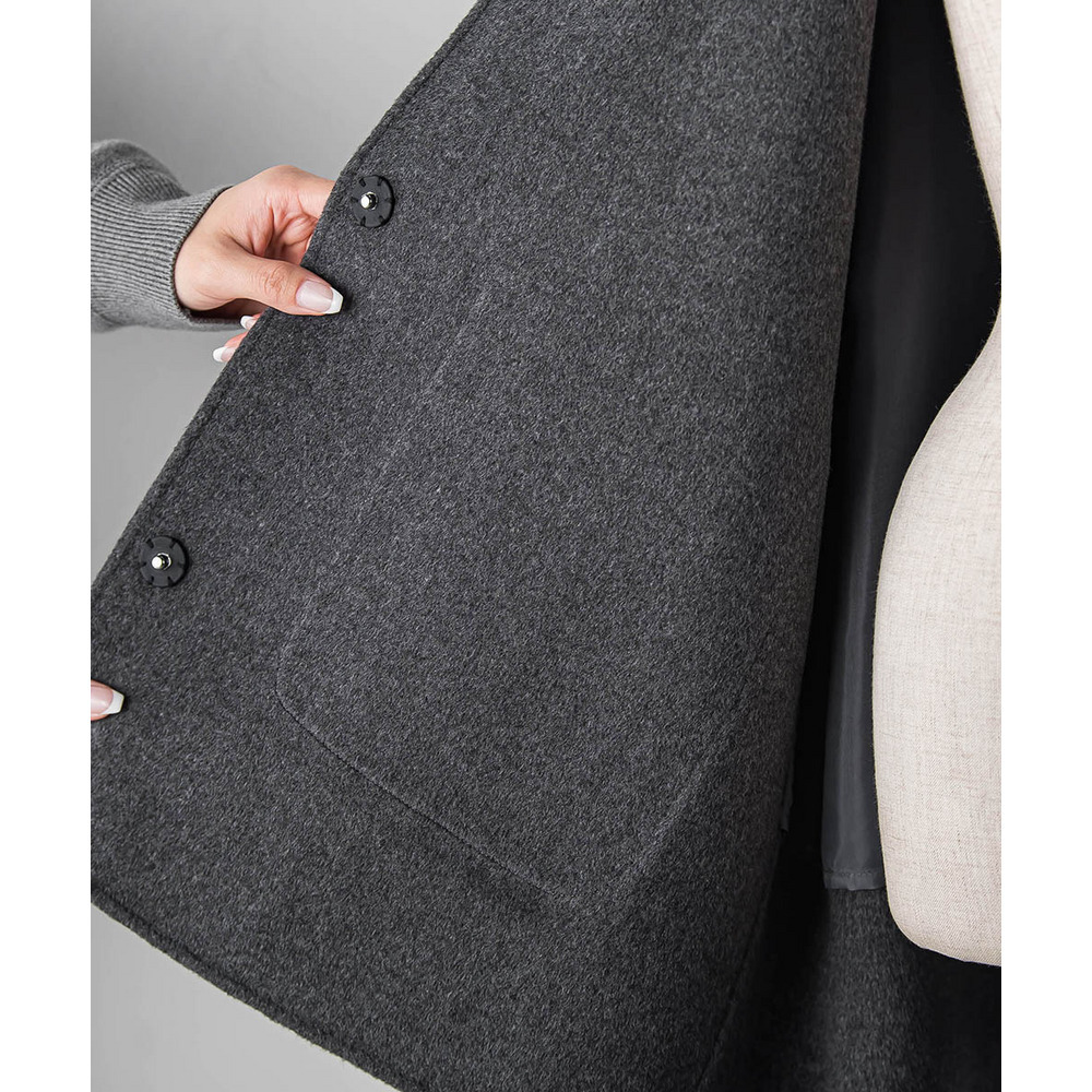 【大きいサイズ】ノーカラーウールリバーコート9