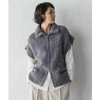 【大きいサイズ】カーリングヤーンジップジレ≪手洗い可能≫