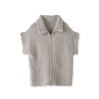 【大きいサイズ】カーリングヤーンジップジレ≪手洗い可能≫