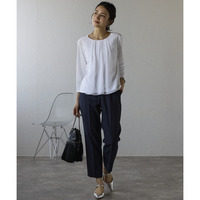 【洗える/清涼素材/吸水速乾/UVカット/ストレッチ/透け防止】高機能シフォン切替七分袖カットソー