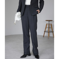 裾上げ不要 マイクロチェックストレートパンツ ※セットアップ可