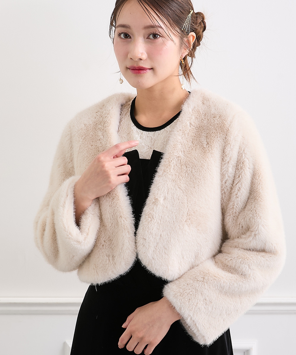 【結婚式・パーティードレス】フィルムラメファージャケット 大きいサイズ