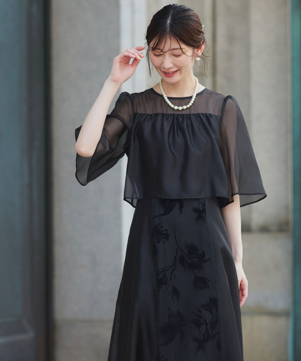 【結婚式・パーティードレス】オーガンジー切り替えデザインワンピースドレス 大きいサイズ9