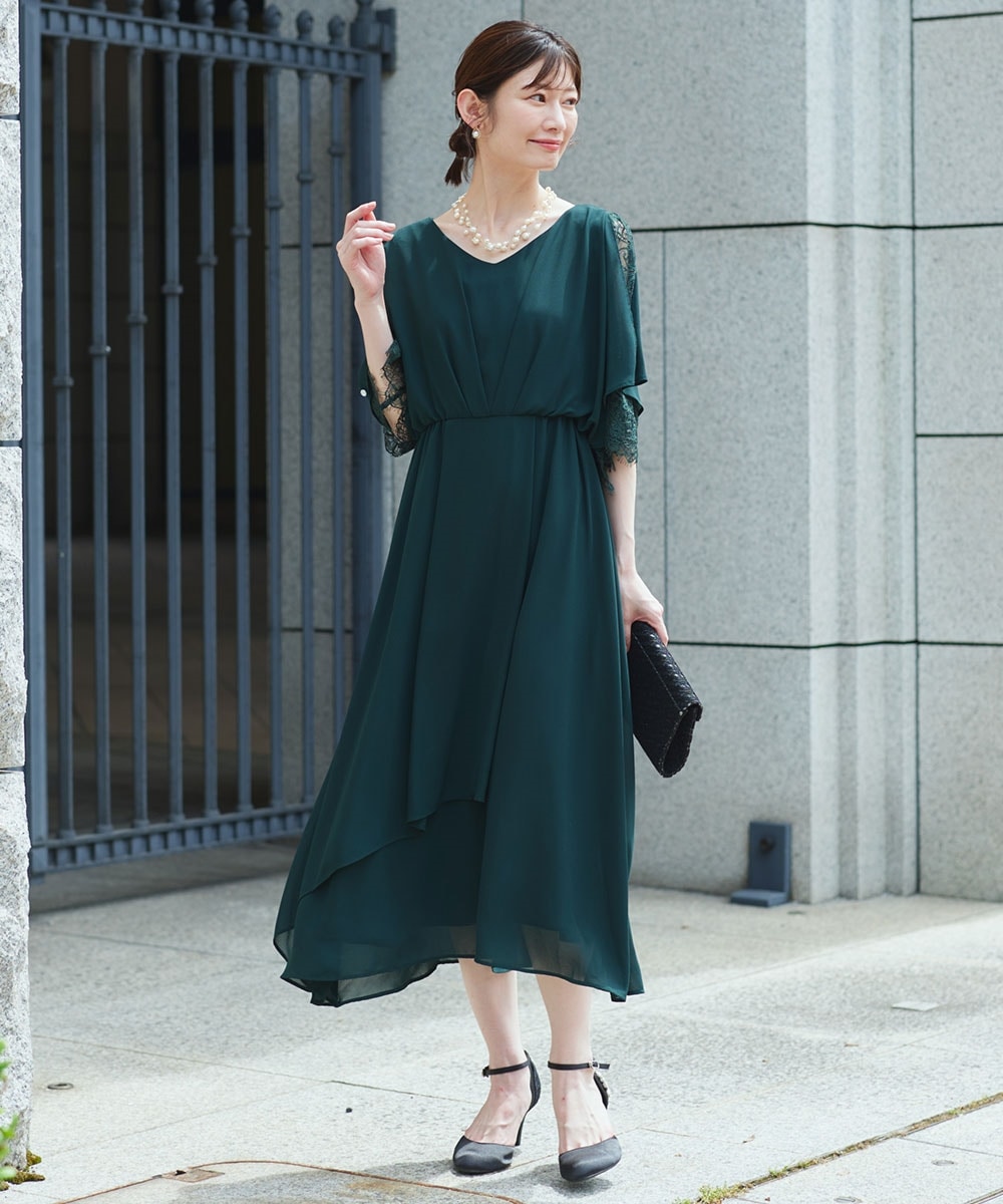 【結婚式・パーティードレス】アシメオーバースカートワンピースドレス 大きいサイズ