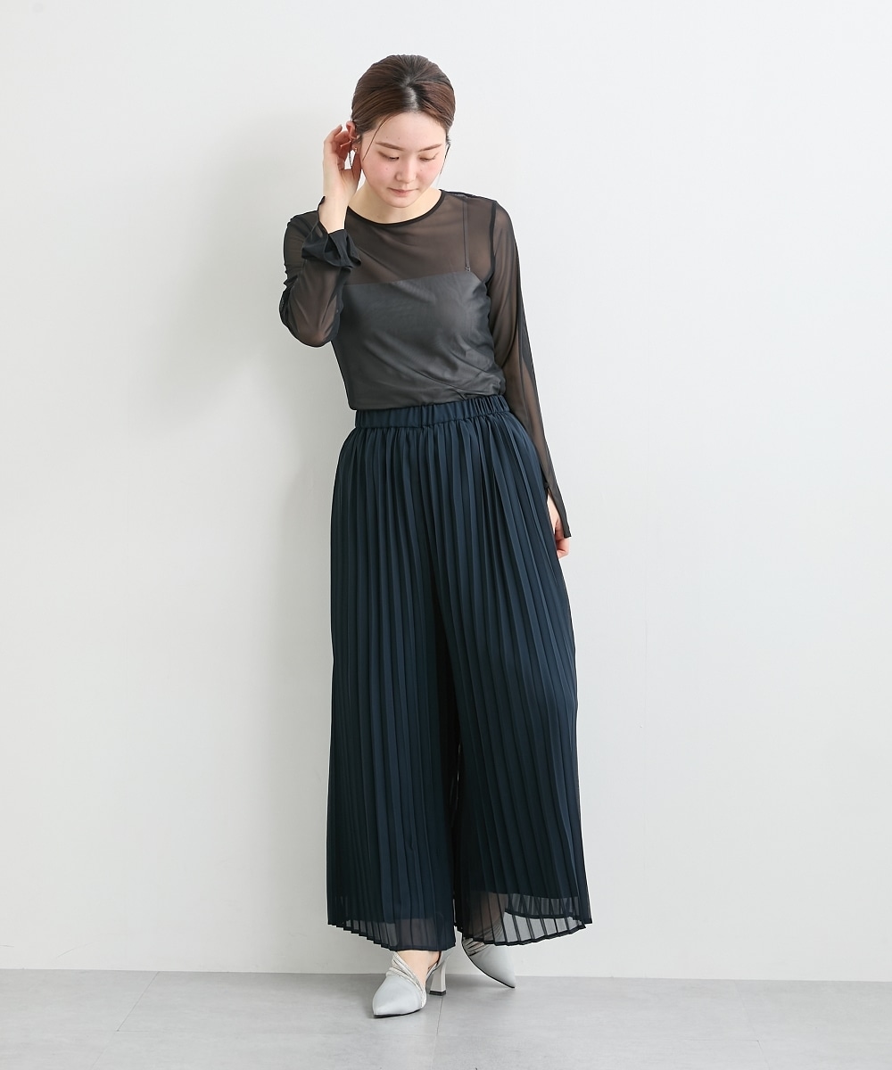 【結婚式・パーティードレス】前開きフィッシュテールワンピース+プリーツパンツセット 大きいサイズ17