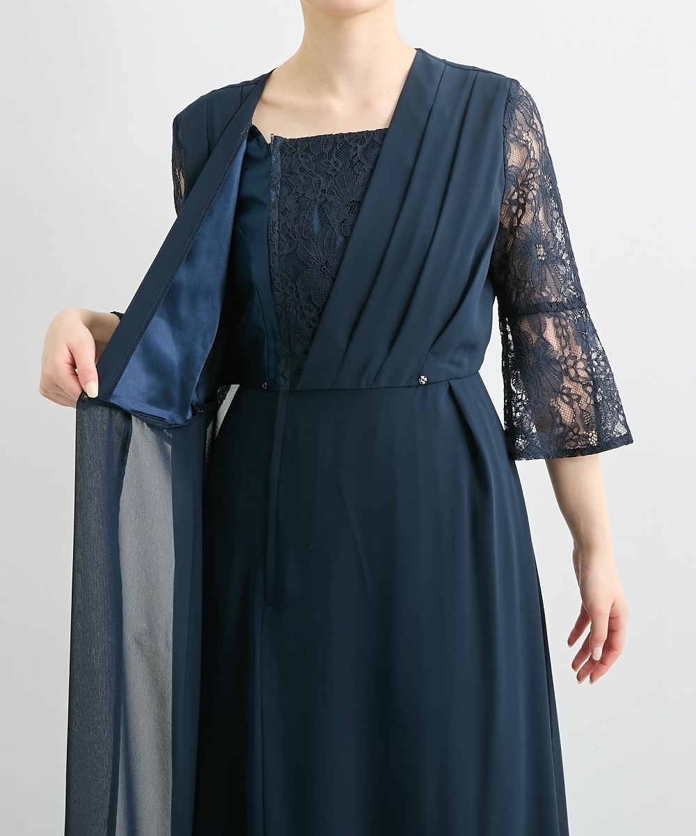 【結婚式・パーティードレス】前開きフィッシュテールワンピース+プリーツパンツセット 大きいサイズ22