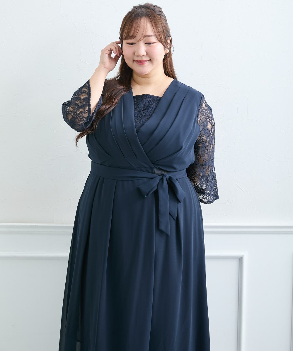 【結婚式・パーティードレス】前開きフィッシュテールワンピース+プリーツパンツセット 大きいサイズ6