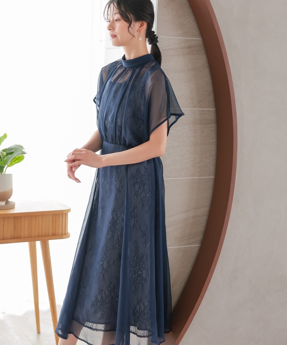 【結婚式・パーティードレス】シフォンオーガンジーレイヤードワンピースドレス 大きいサイズ10