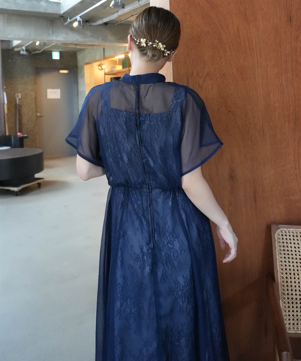 【結婚式・パーティードレス】シフォンオーガンジーレイヤードワンピースドレス 大きいサイズ16