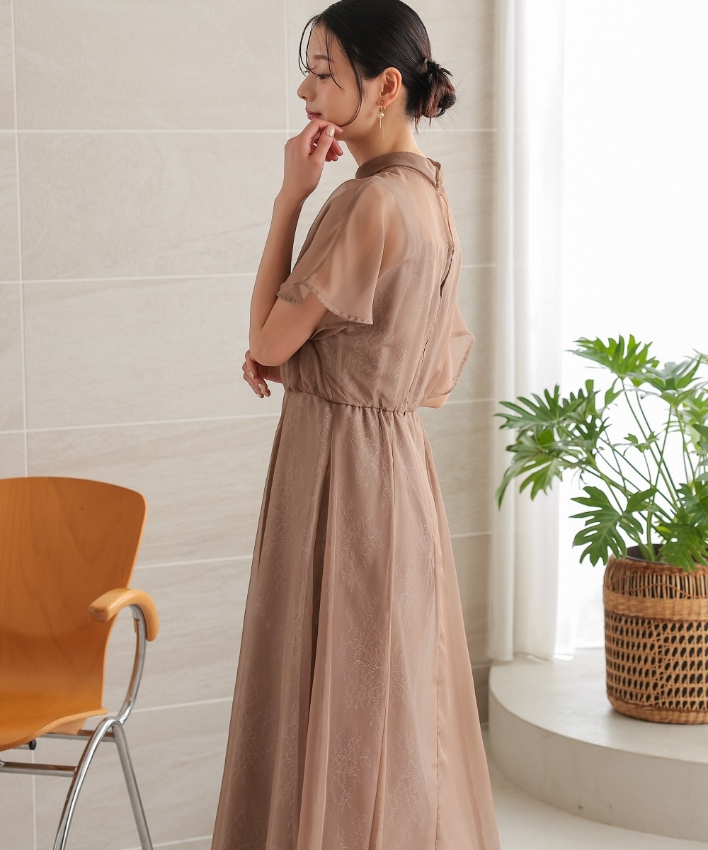 【結婚式・パーティードレス】シフォンオーガンジーレイヤードワンピースドレス 大きいサイズ4