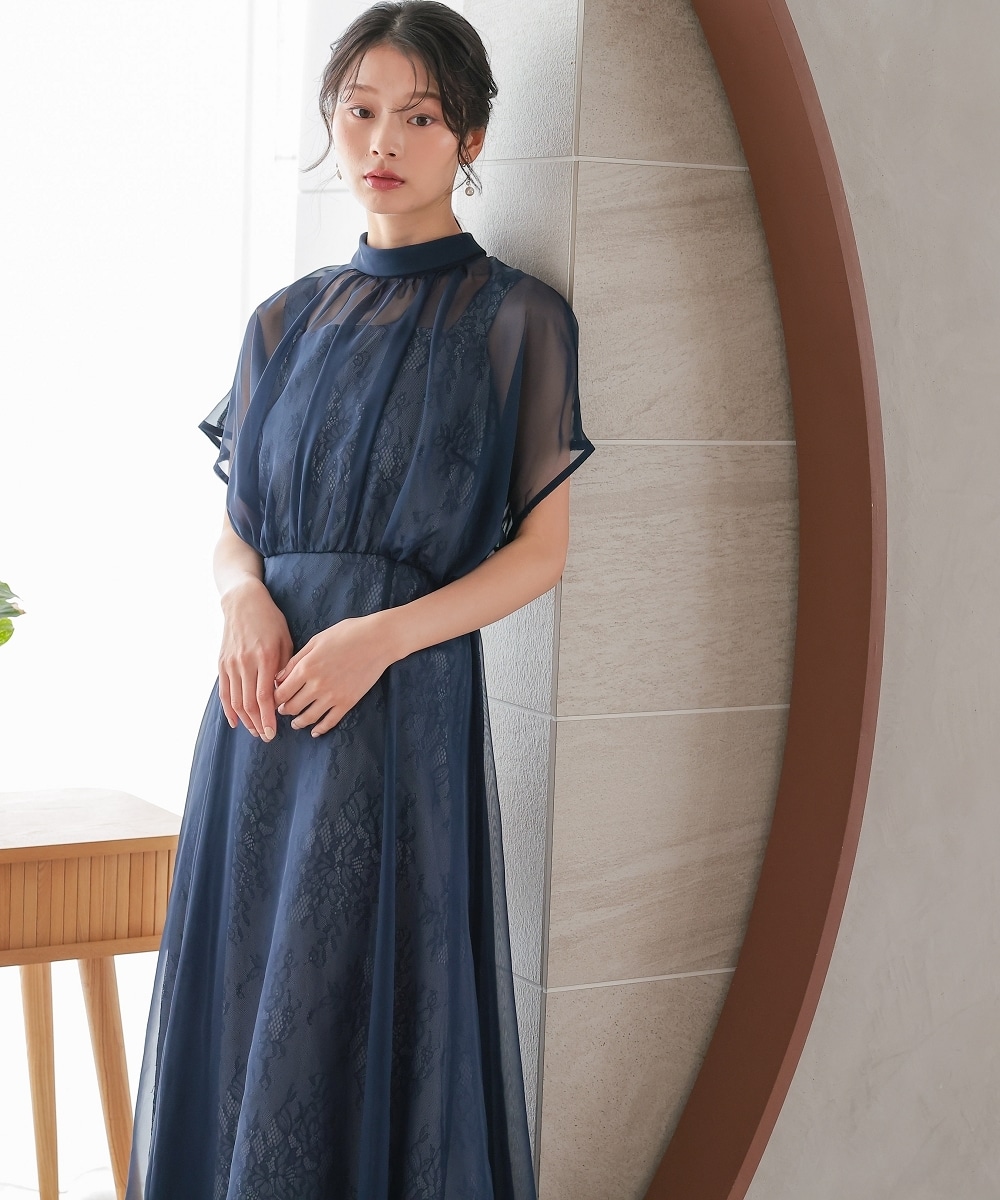 【結婚式・パーティードレス】シフォンオーガンジーレイヤードワンピースドレス 大きいサイズ9