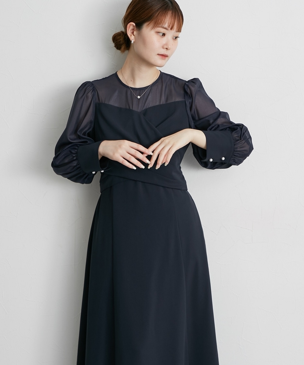 【結婚式・パーティードレス】カシュクールウエストバックリボンワンピースドレス 大きいサイズ11