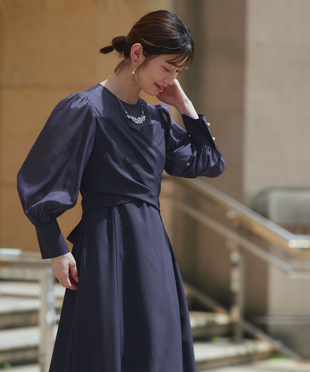【結婚式・パーティードレス】カシュクールウエストバックリボンワンピースドレス 大きいサイズ6