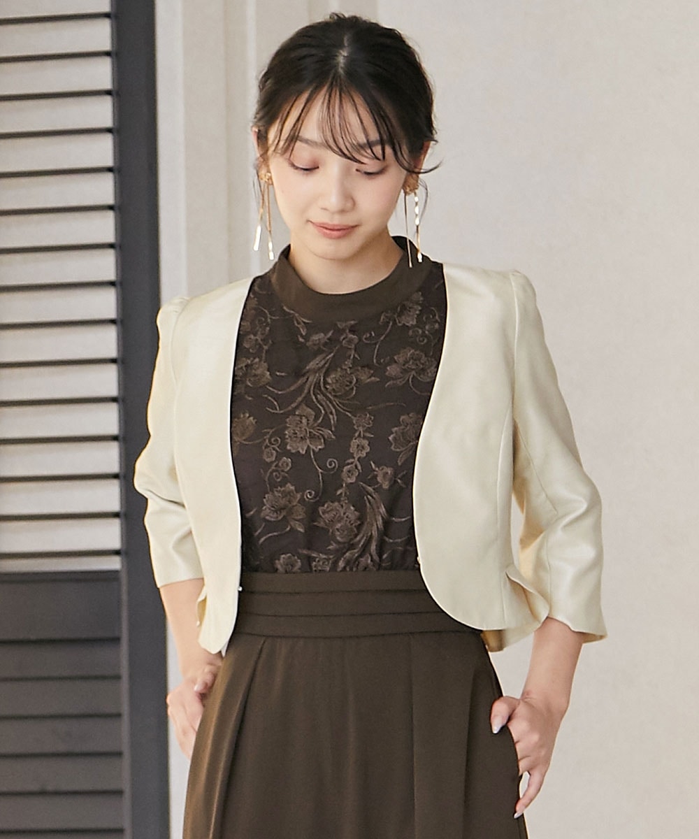 【結婚式・パーティードレス】裏レース使いシャンタンジャケット 大きいサイズ