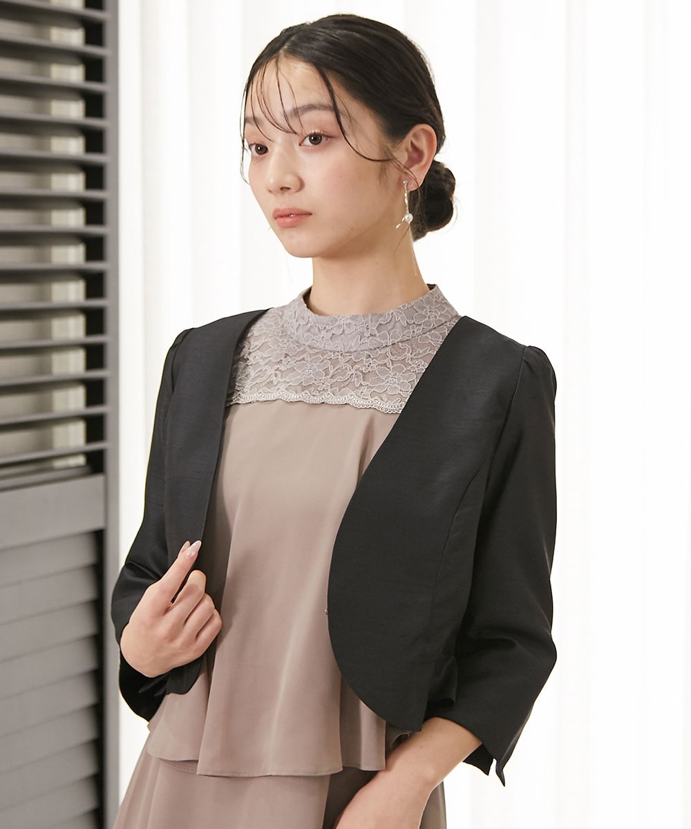 【結婚式・パーティードレス】裏レース使いシャンタンジャケット 大きいサイズ