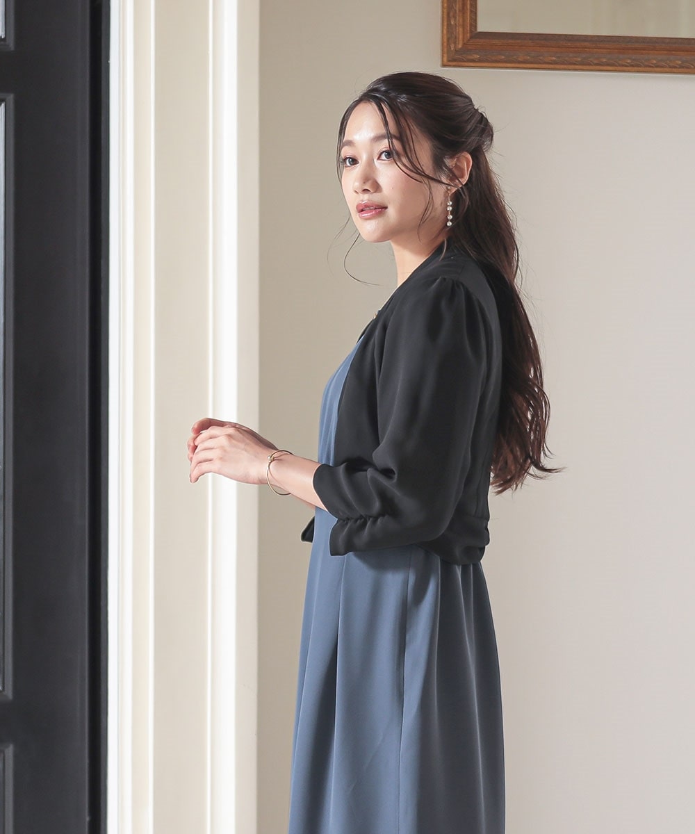【結婚式・パーティードレス】着丈長めバックリボンデザインシフォンボレロ 大きいサイズ9
