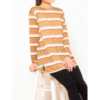 マルチボーダー柄プルオーバー　大きいサイズ レディース