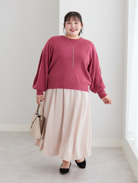 短丈でスタイルアップ！畦ニットコーデ