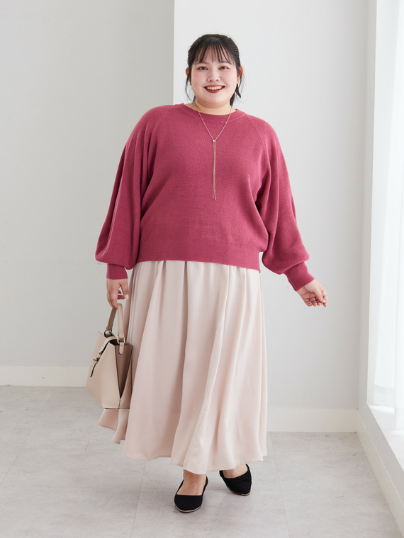 短丈でスタイルアップ！畦ニットコーデ