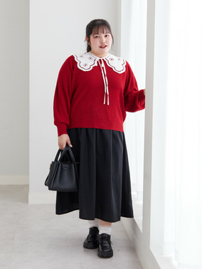 レース襟で仕上げるクラシカルガールコーデ