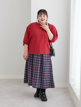 バルーン 七分袖 トップスコーデ