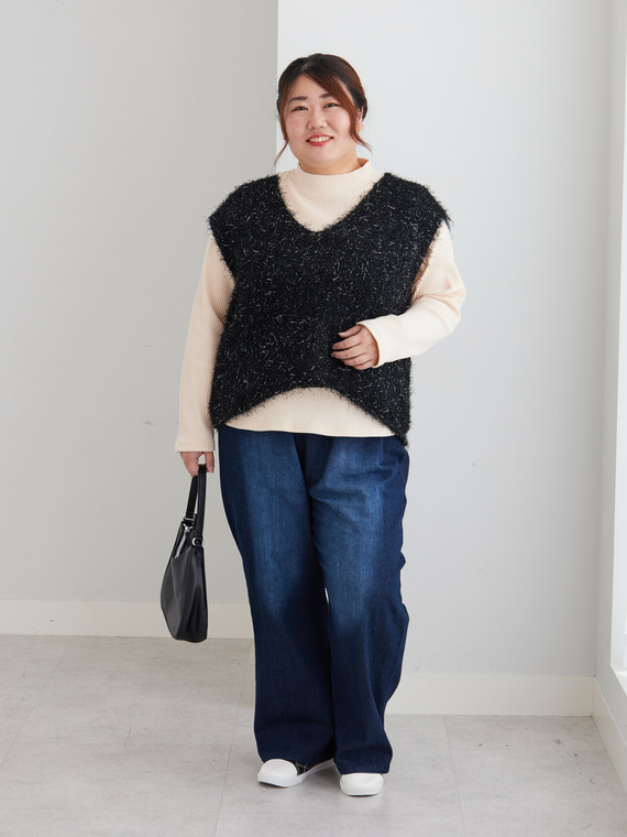 ベスト×デニムで抜け感きれいめコーデ