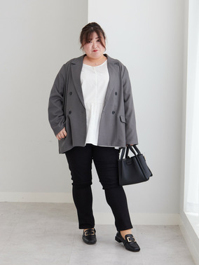 ダブルジャケット×スキニーデニムコーデ