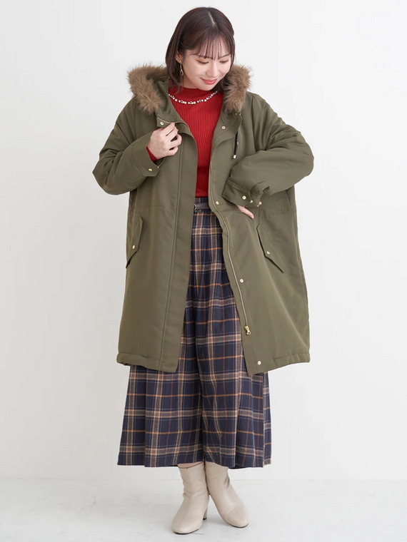 モッズコートのフェミカジデイリーコーデ