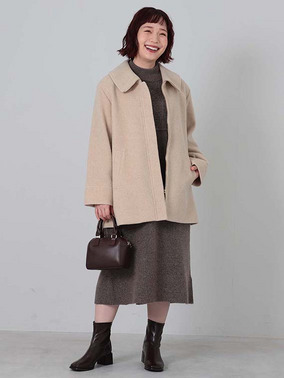ウールコートコーデ　ミントブリーズ