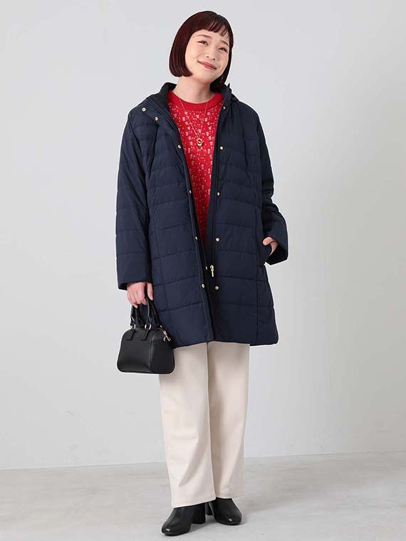 美シルエット　ダウンコートコーデ　ミントブリーズ