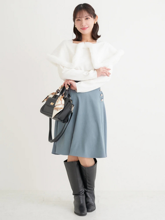 女度MAＸ♥オフショルトップスのフェミニンデートコーデ