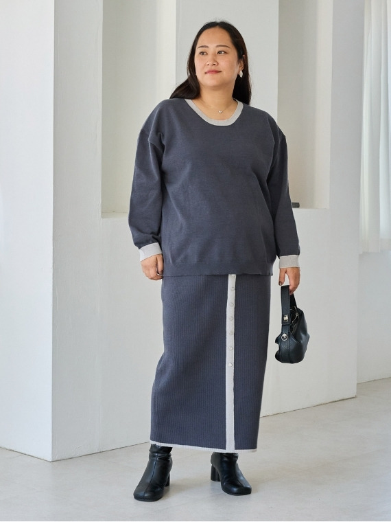 ニットセットアップ　バイカラー　ラビアンジェ