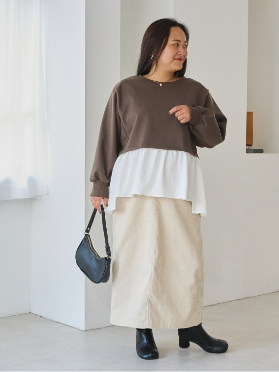 冬コーデ　コーデュロイ　配色　ラビアンジェ